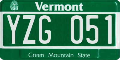 VT license plate YZG051