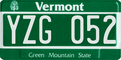 VT license plate YZG052