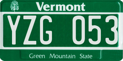 VT license plate YZG053