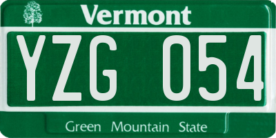VT license plate YZG054