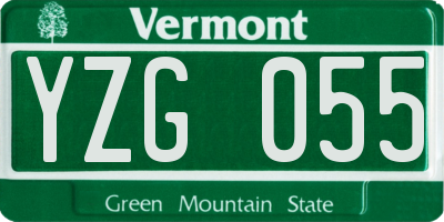 VT license plate YZG055