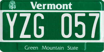 VT license plate YZG057