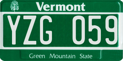 VT license plate YZG059