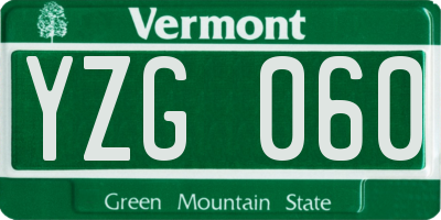 VT license plate YZG060