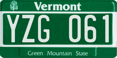 VT license plate YZG061