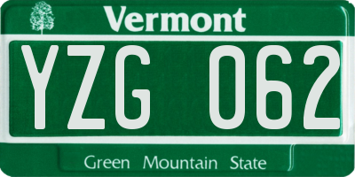 VT license plate YZG062