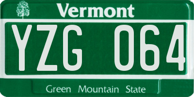VT license plate YZG064