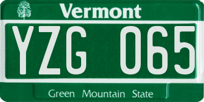 VT license plate YZG065