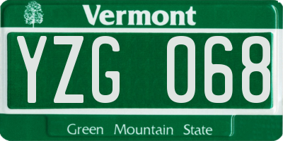 VT license plate YZG068