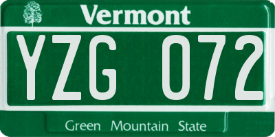 VT license plate YZG072