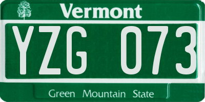 VT license plate YZG073