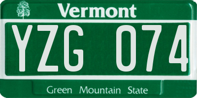 VT license plate YZG074