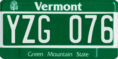 VT license plate YZG076