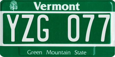 VT license plate YZG077