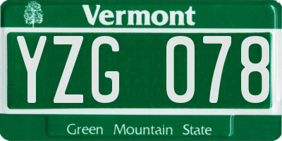 VT license plate YZG078