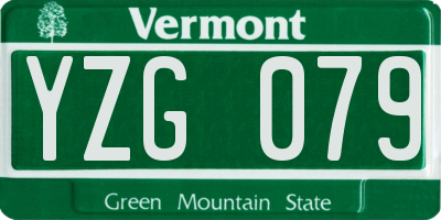 VT license plate YZG079
