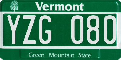 VT license plate YZG080