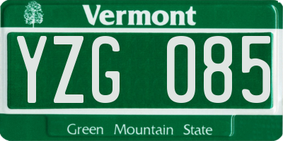 VT license plate YZG085