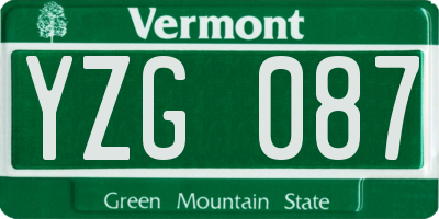 VT license plate YZG087