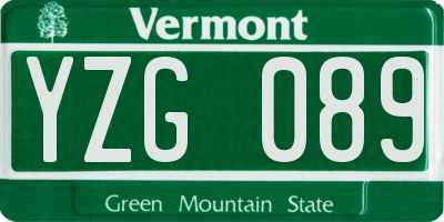 VT license plate YZG089