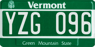 VT license plate YZG096