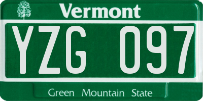 VT license plate YZG097