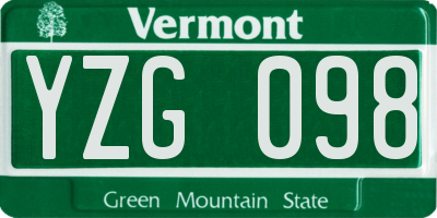 VT license plate YZG098