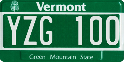 VT license plate YZG100