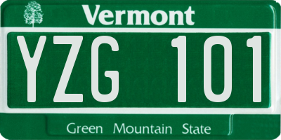 VT license plate YZG101