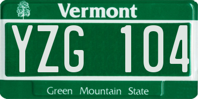 VT license plate YZG104