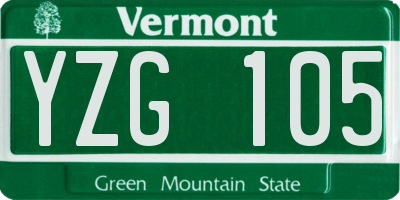 VT license plate YZG105