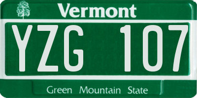 VT license plate YZG107