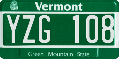 VT license plate YZG108