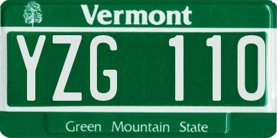 VT license plate YZG110