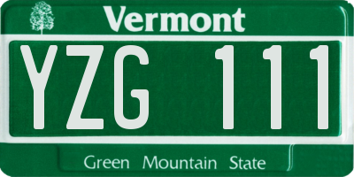 VT license plate YZG111