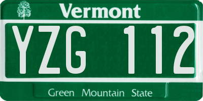 VT license plate YZG112