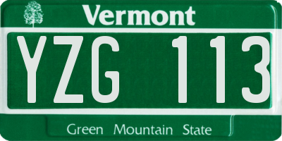 VT license plate YZG113