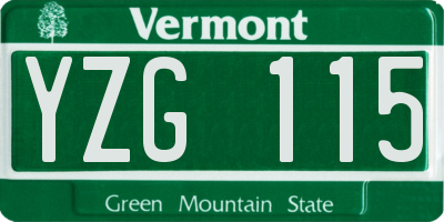 VT license plate YZG115