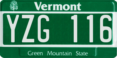 VT license plate YZG116