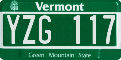 VT license plate YZG117