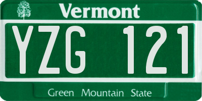 VT license plate YZG121