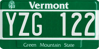 VT license plate YZG122