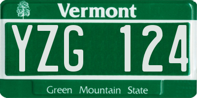 VT license plate YZG124