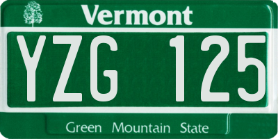VT license plate YZG125