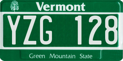 VT license plate YZG128