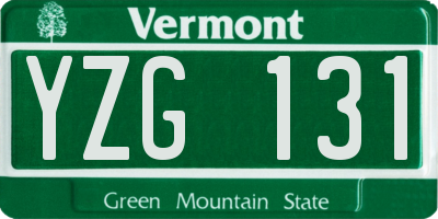 VT license plate YZG131
