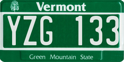 VT license plate YZG133