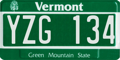 VT license plate YZG134