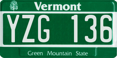 VT license plate YZG136
