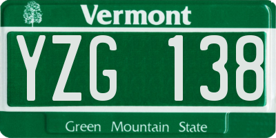 VT license plate YZG138